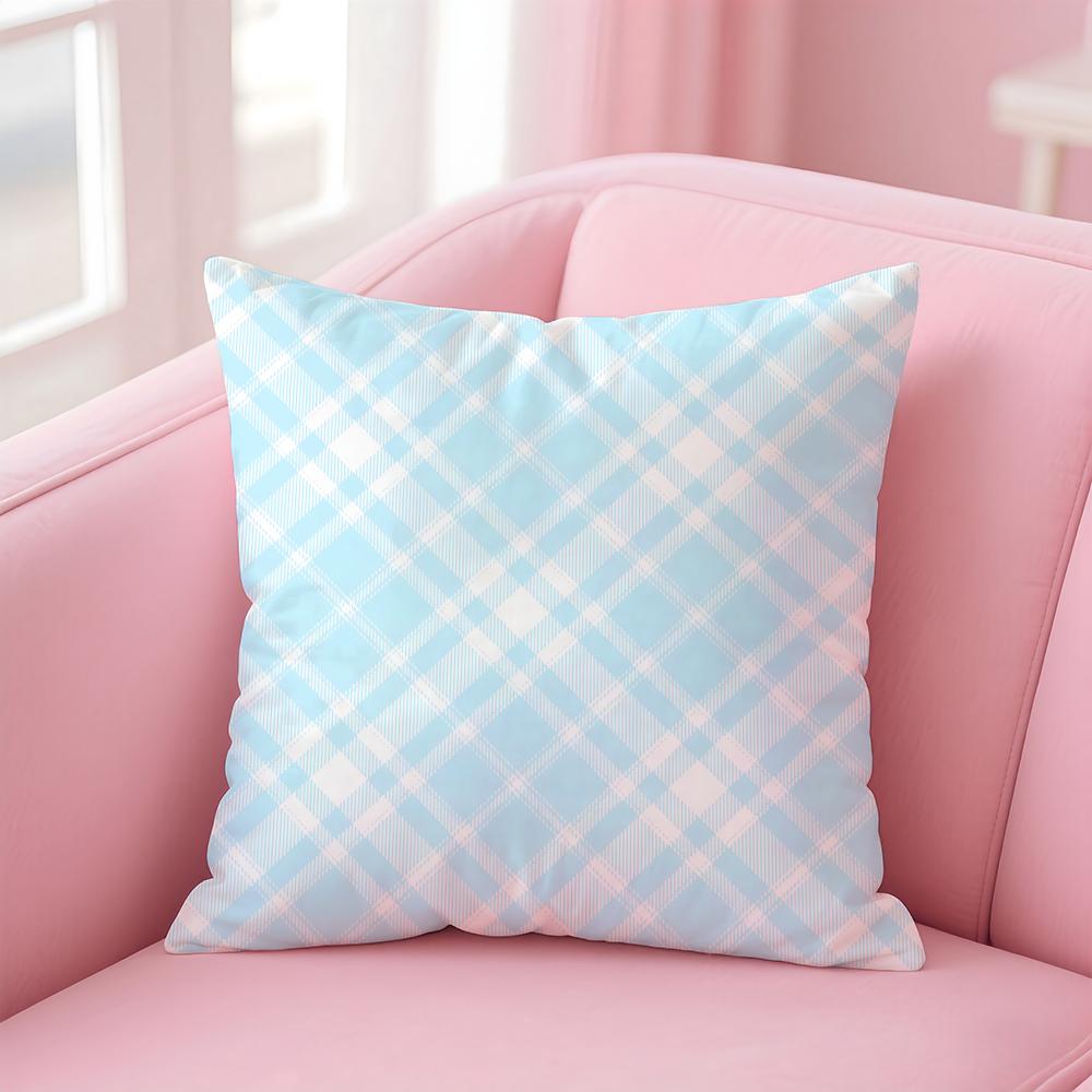 simple Monochromatic check pattern Cushion Cover Pillow Case Soft Skin Friendly Fabric  Concealed Zipper