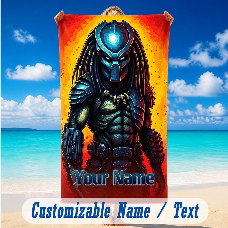 Beach Towel Custom Name Text, Quick Dry Large Towel For Beach HomePredator