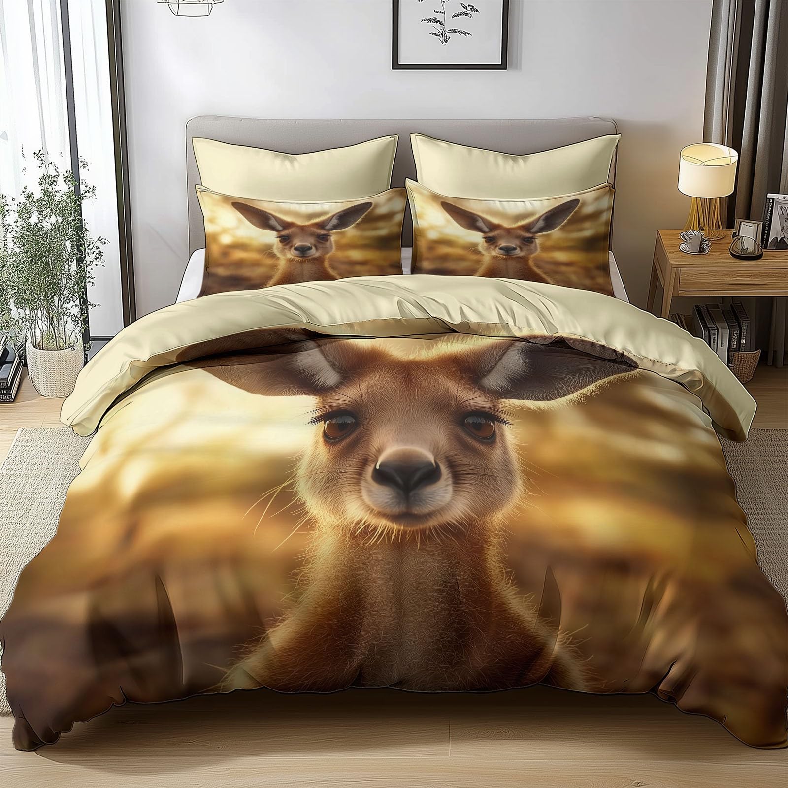 

Комплект пододеяльника Кенгуру для детей, мальчиков, девочек, пододеяльники размера Квин, легкий, пуховый, декор для комнаты, 2 наволочки, 1 пододеяльник, без одеяла EU Single(135x200cm)