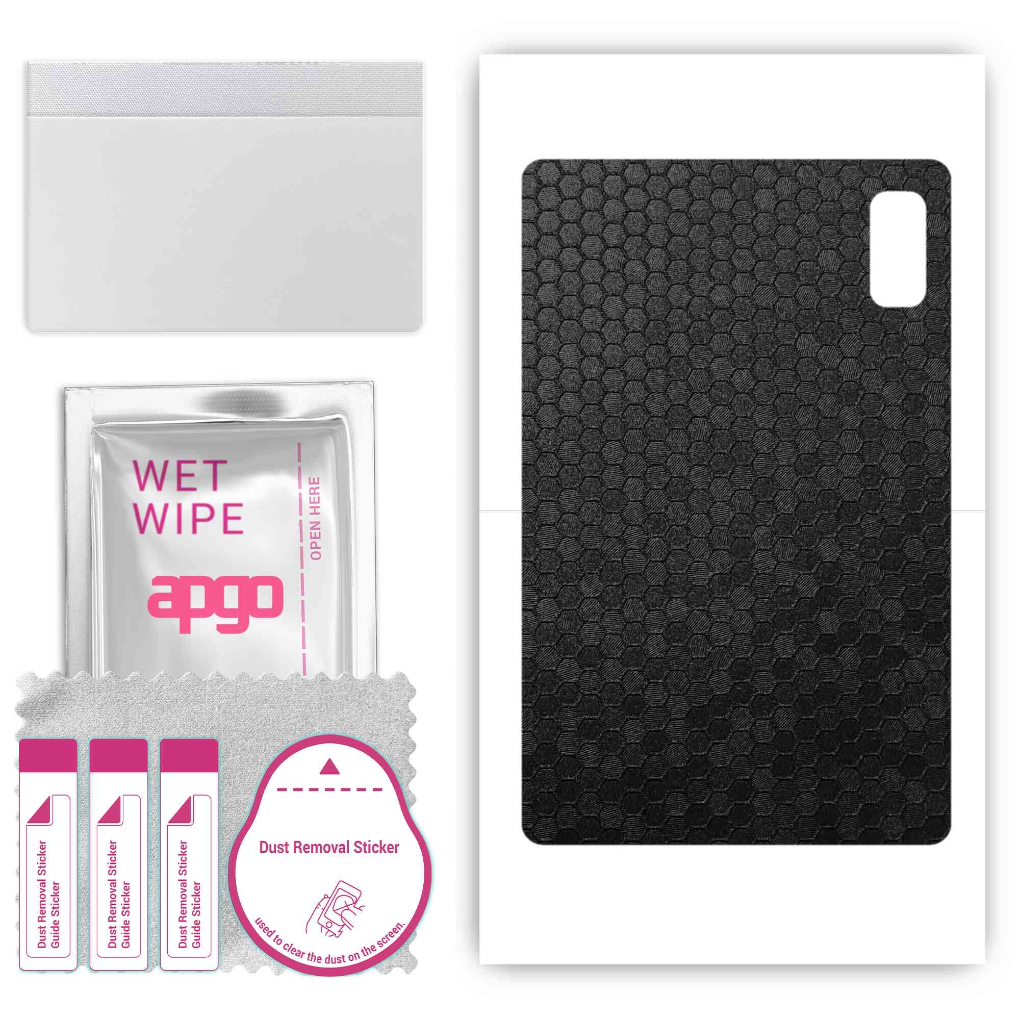

apgo skin sticker film foil vinyl for the BACK compatible with HTC A103 Plus, scratch-resistant, easy to install - Black Honeycomb