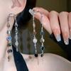 Korea Style Round Sequin Long Tassel Earrings for Women Girls Temperament Silver Color Dangle Earrings Party Jewelry Accessoires