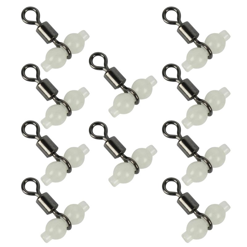 Leuchtende Angelwirbel mit Leuchtperlen Tackle für Salzwasser Süßwasser Angeln Wirbel T-Form Angelschnurverbinder