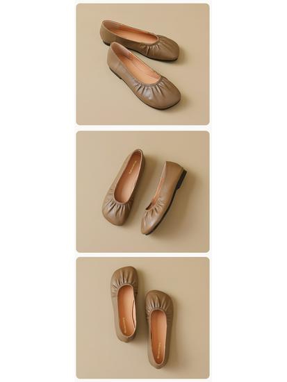 Weiwei Girl Women's Retro Square Toe Slip-On Flats with Soft Sole