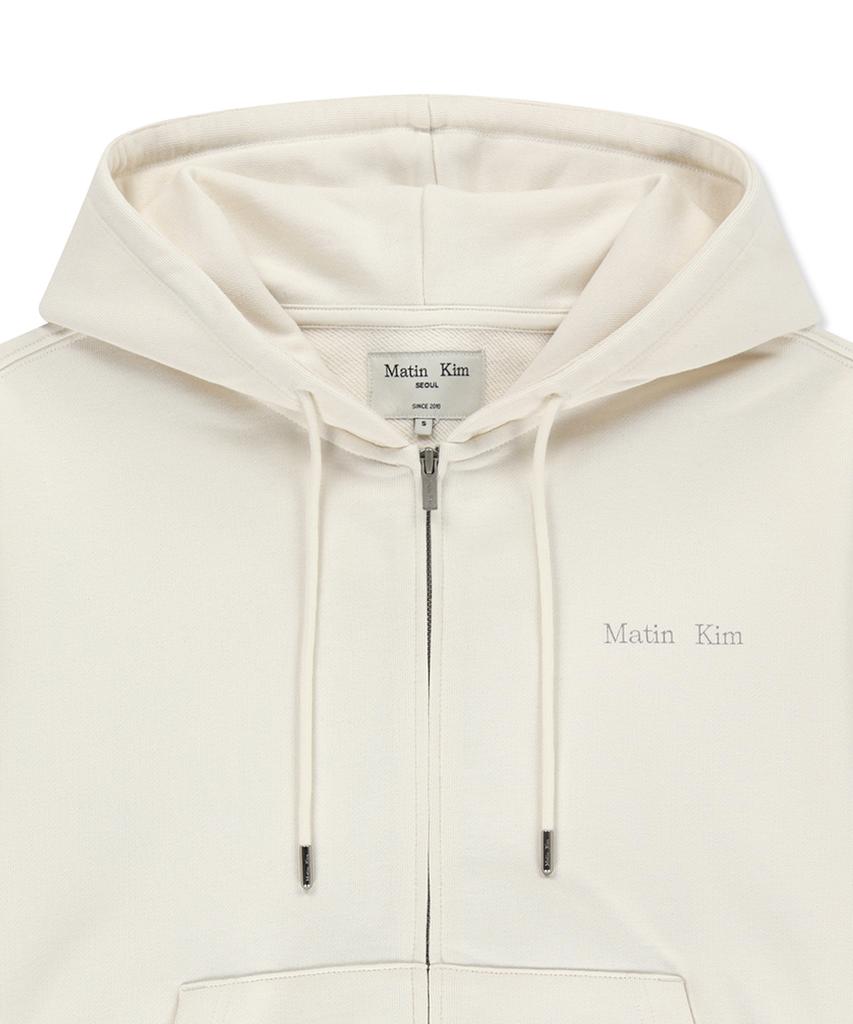 Matin Kim Back Logo Essential Hoody Zip Up In Ivory