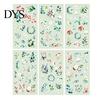 Floral Scrapbook Supplies 6 Sheets/Set Natural Flower Stickers, Waterproof PVC Plants Decals, Retro Stickers Transparent Decorative for DIY