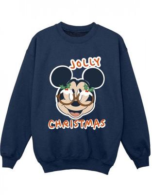 Boys Mickey Mouse Jolly Christmas Glasses Sweatshirt