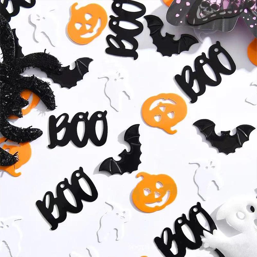 Runtow 15g Halloween Flat Bat Ghost Witch Loose Sequins, BOO Confetti Halloween Party Festival Ornament Accessories