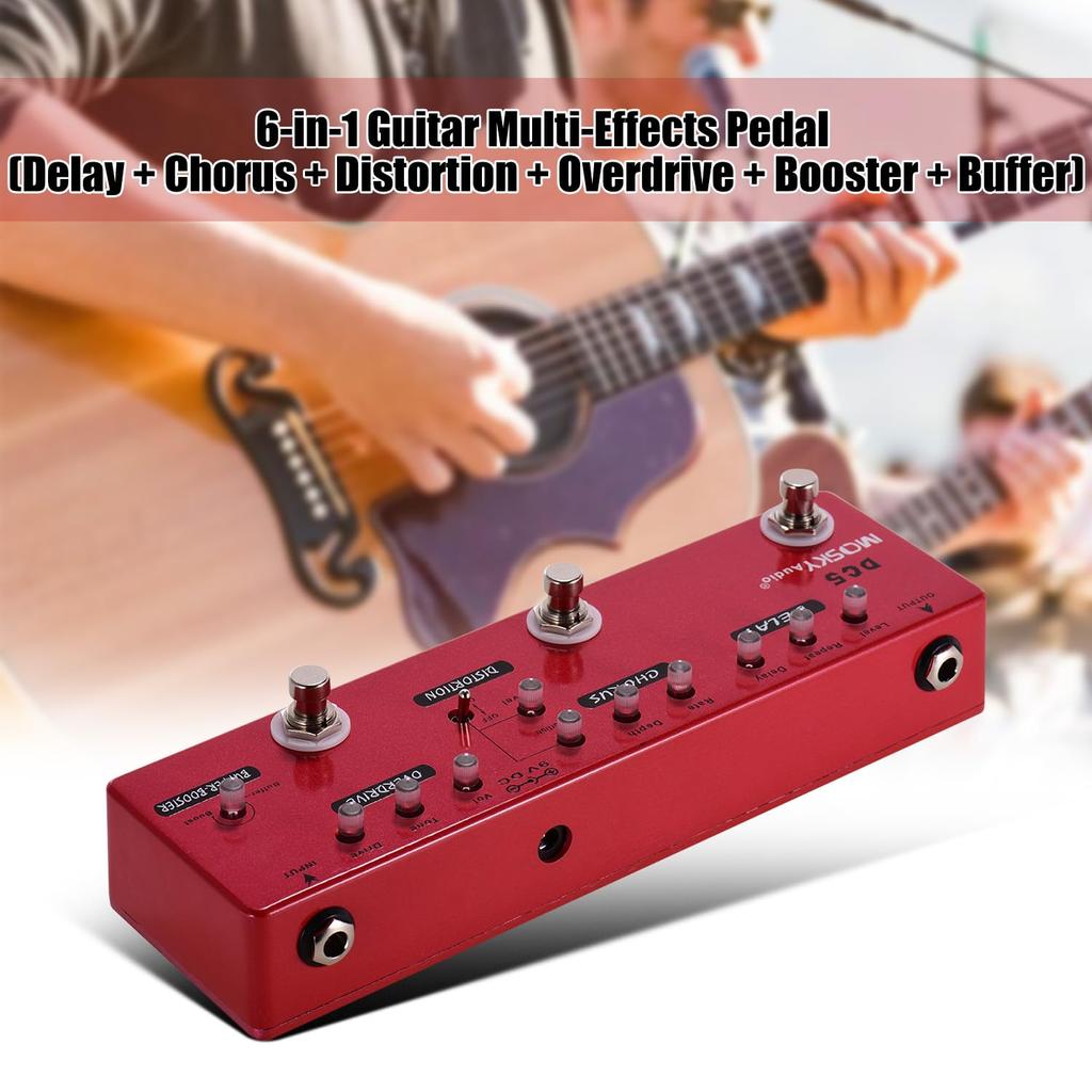 DC5 Guitar Delay Distortion Overdrive Booster Full Metal True 6-in-1 Multi-Effects Pedal + + + + Buffer, Shell, Bypass.
