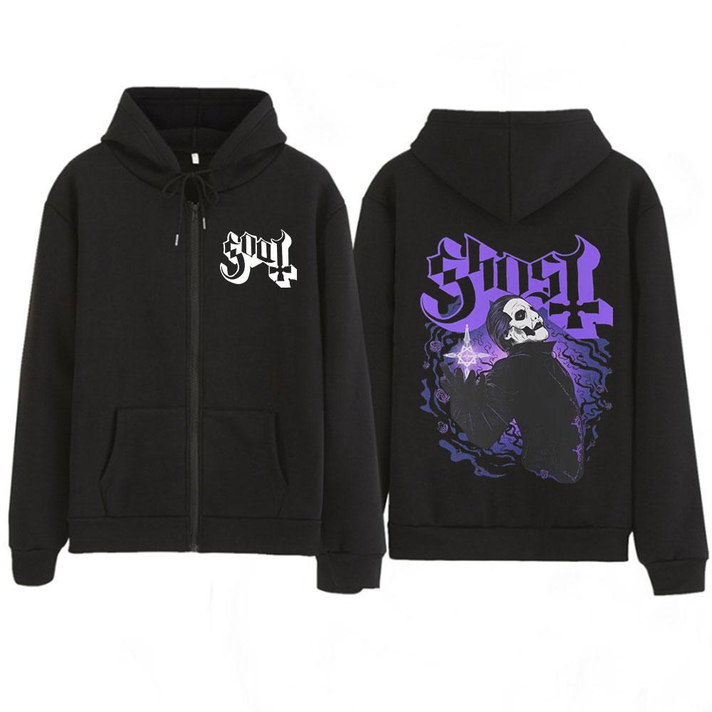 Ghost Skeletour World Tour Album Harajuku Zipper Hoodies Unisex Gothic Oversized Zip Up Sweatshirts Harajuku Hip-hop Coat