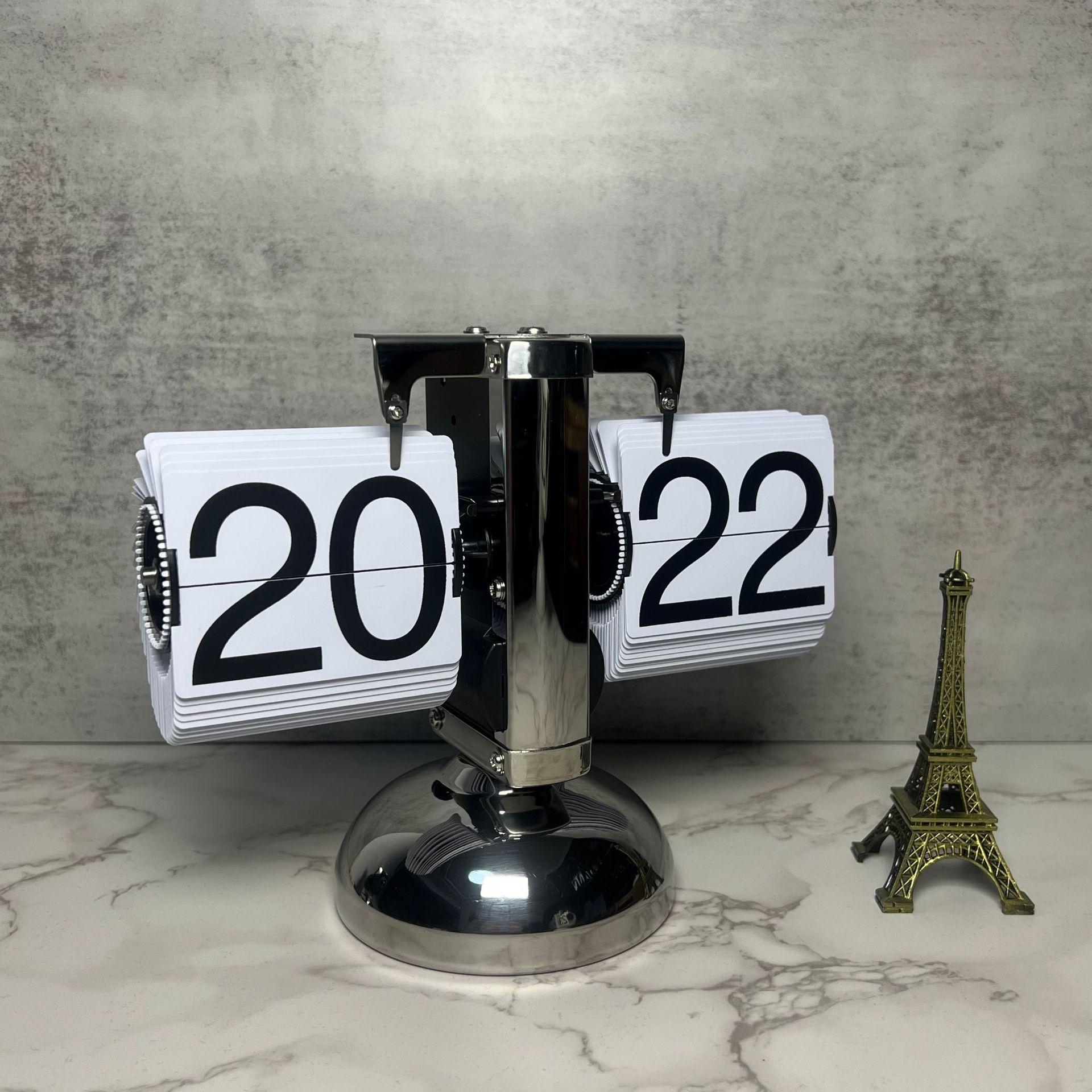 2025 Excellent Quality Automatic Page Turning Clock Retro Living Room Clock Mechanical Page Turning Clock Drop Shipping (as the picture,NA)