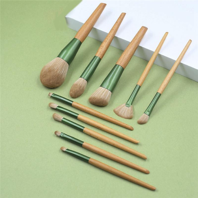 AEE4-10 Pieces Full Makeup Brushes Loose Powder Brush Foundation Brush Nose Shadow Brush Soft Fiber Hair