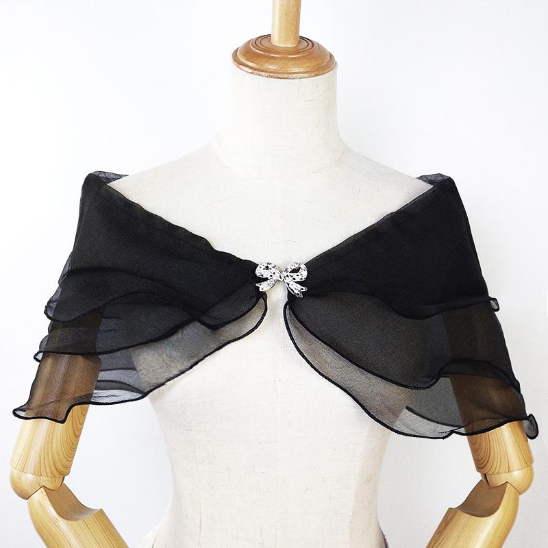 1Pc Solid Color Forest System Shawl Fashion Wedding Gown Versatile Bow Button Thin Style One Shoulder