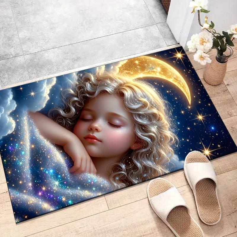 

Crystal Velvet Sleeping Princess Printed Area Rug for Bedroom, Living Room, And Home Office Decoration, Stylish Mat for Bedside A67 60cm x 90cm