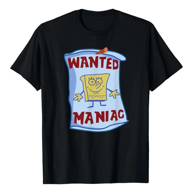 Spongebob Cartoon T-shirt Wanted Maniac M