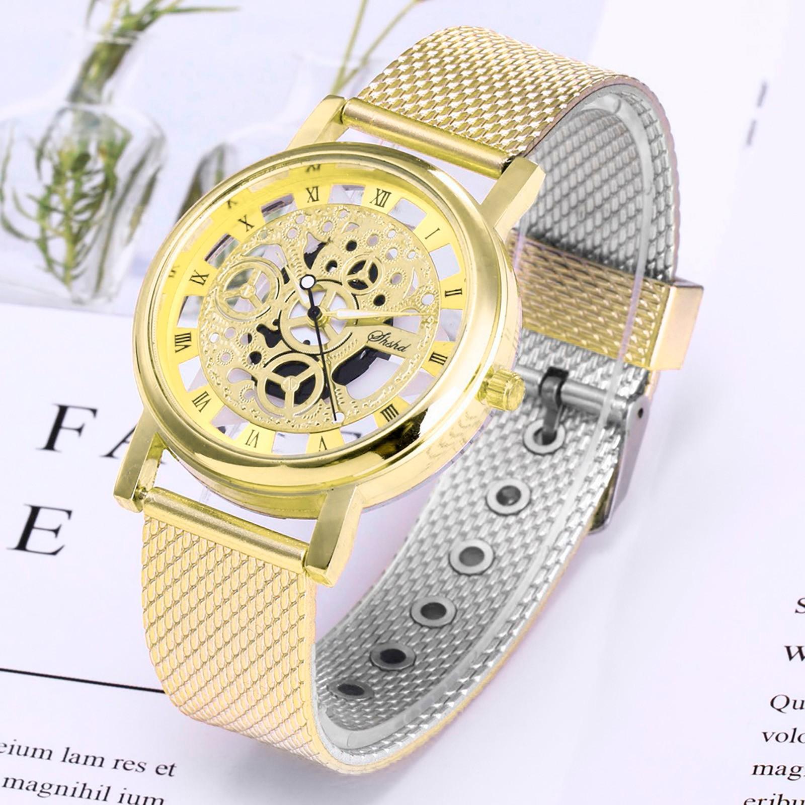 

Мужские роскошные кварцевые часы в стиле милитари из нержавеющей стали с пластиковым циферблатом и циферблатом золотой