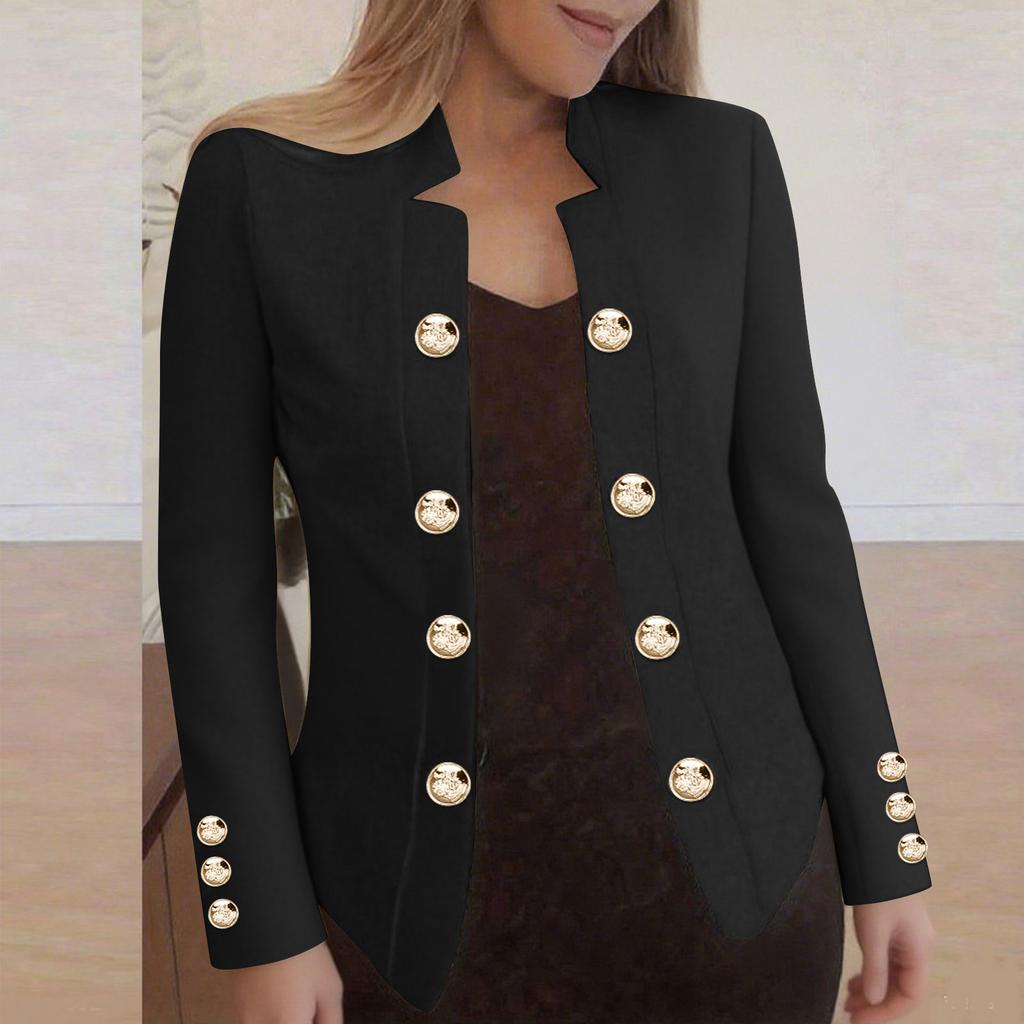 Fashionable Women's Solid Color Casual Long-sleeved Button Cardigan Jacket