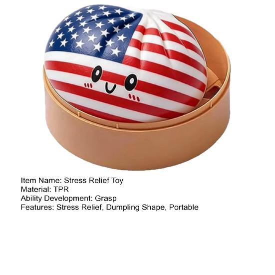 National Flag Dumpling Squeeze Toy Expression Steamed Bun Stress Relief Cartoon Fidget Toy Hand Relaxation Decompression