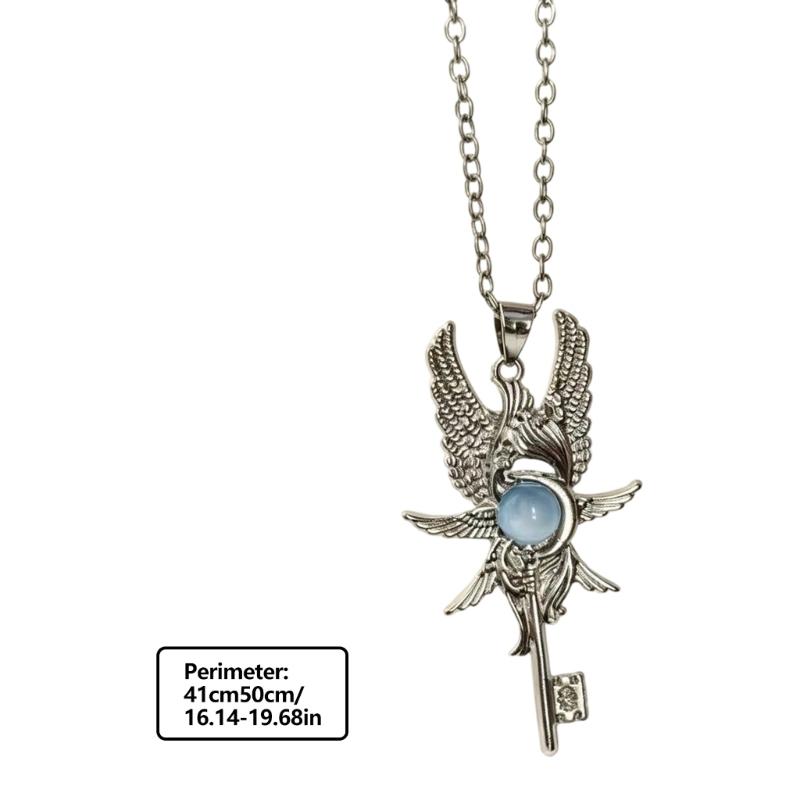 Collier Pendentif Clé Aile d'Ange pour Femmes avec Chaîne Réglable, Bijoux Mode Vintage pour le Port Quotidien et le Style d'Occasion