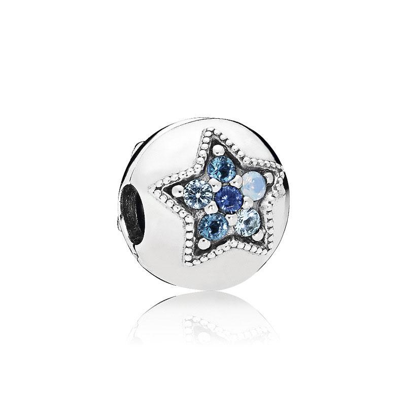 S925 Silver Zircon Butterfly Moon Star Heart Charm Clip Beads for DIY Bracelet Jewelry Women Fashion Accessories