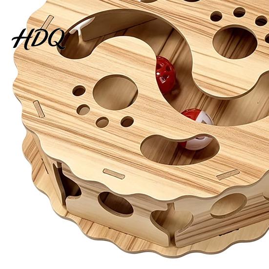 Safe Solid Wood Cat Toys Interactive Toy with Rolling Balls Durable Density Board Scratching Kitten Self Entertainment Toy Anxiety Relief
