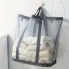 1pc Foldable Mesh Laundry Basket with Handle Breathable Folding Portable Dirty Clothes Organizer Bags Large Capacity Storage Bag