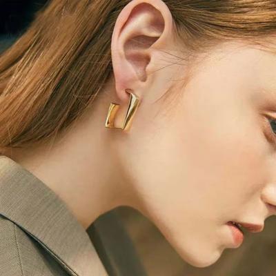 New U-Shaped Square Hoop Earrings for Women Luxury Circle Earring Wedding Aesthetic Fashion Party Zircon Aretes