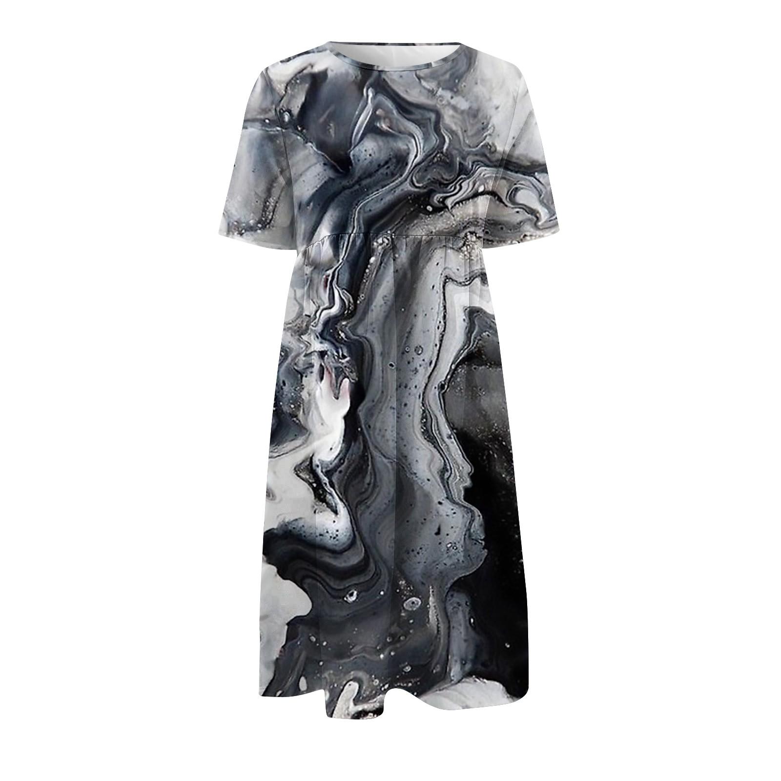 Женские повседневные платья Платья с принтом Летние платья Плиссированные свободные — фото 4