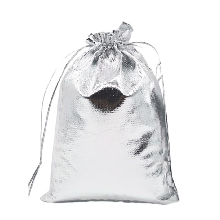 

50pcs Silver/Gold Color Fabric Bags Adjustable Drawstring Jewelry Pouches 4 Size 9 12cm срібний