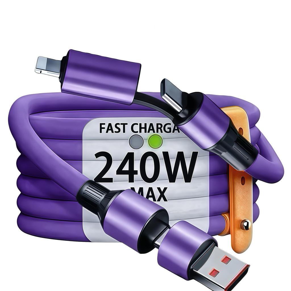 240W 4-in-1 Mecha Data Cable for Type-C: Compatible with Huawei and Apple 15/17 with PD Extended Charging.