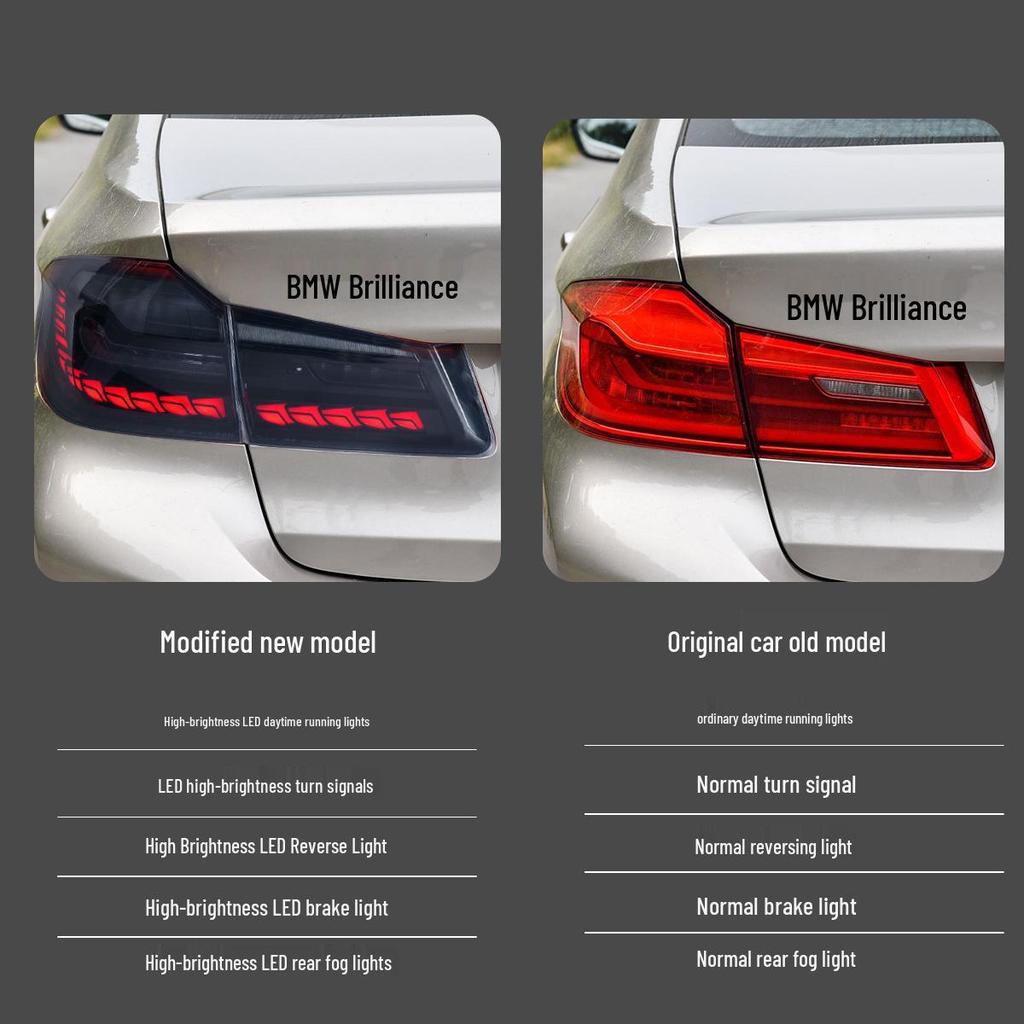 18-20 BMW 5 Series G30/G38 LED Tail Lights: Modified Dragon Scale Design with Flowing Turn Signals.