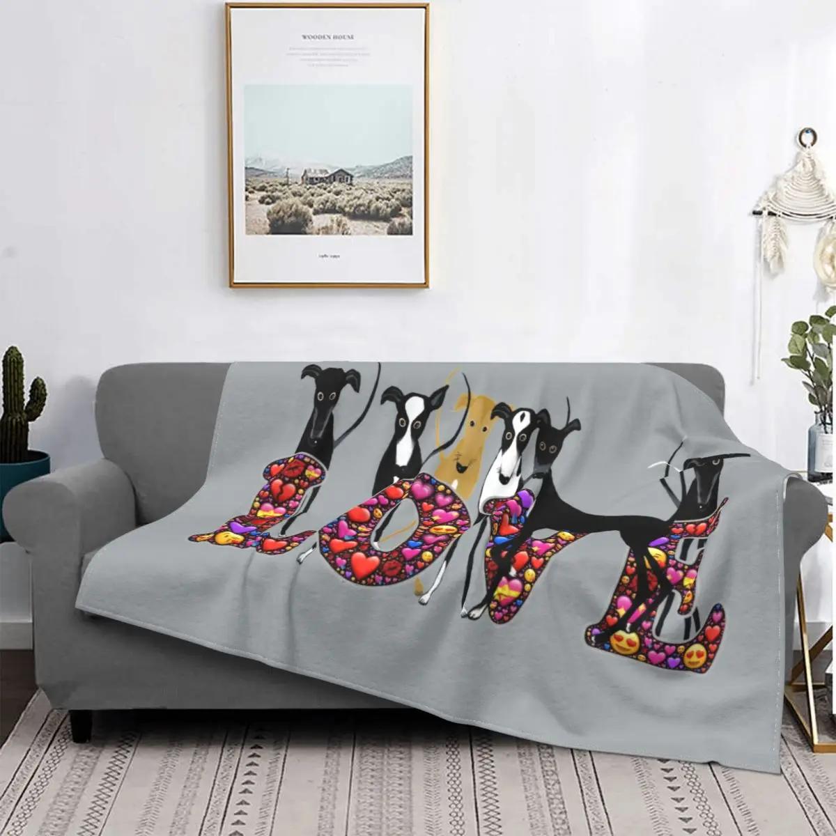 Ultra-Soft Warm Love Hounds Throw Blanket Flannel Greyhound Whippet Sighthound Dog Blanket for Bed Office Couch Bedspreads Quilt 75X95CM