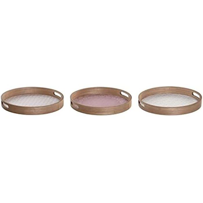 Plateau à goûter - DKD HOME DECOR - Lot de 3 - Bois MDF - Blanc - 35x35 cm
