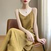 Light Luxury High-end Style Printed Satin Suspender Dress Women's New Temperament New Chinese Acetic Acid Dress