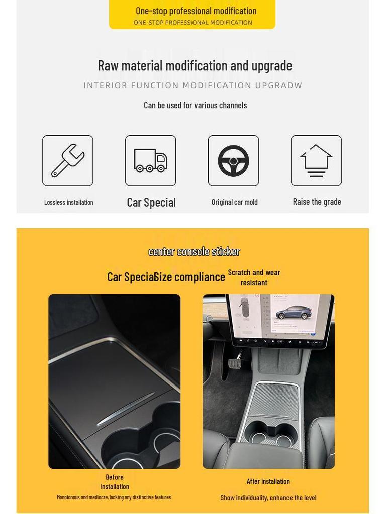 Tesla Model 3/Y Console Panel Sticker Wrap - Refresh Design