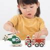 Traffic Vehicle Buckle Style Assembly Blocks, Wooden 3D Puzzle,  Fire Truck, Ambulance, Police Car, Helicopter Puzzle, As Gift