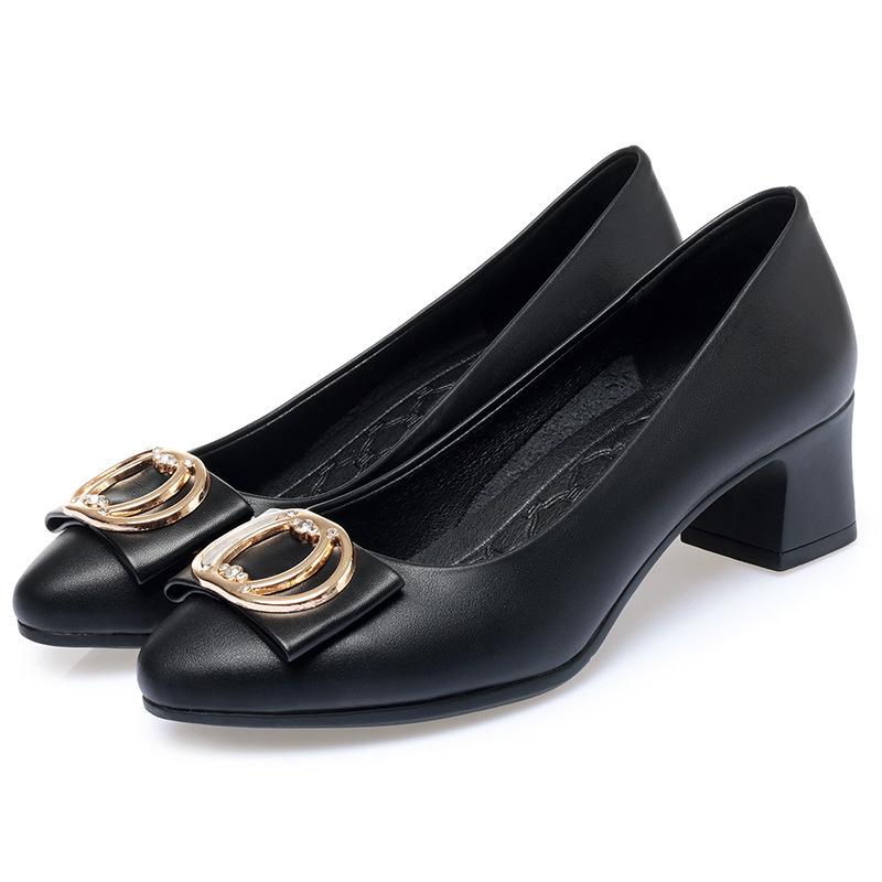 Spring Autumn Comfortable Women Cute Light Party Square Heel Shoes Cool Fashion White Soft Soled Casual Leather Shoes