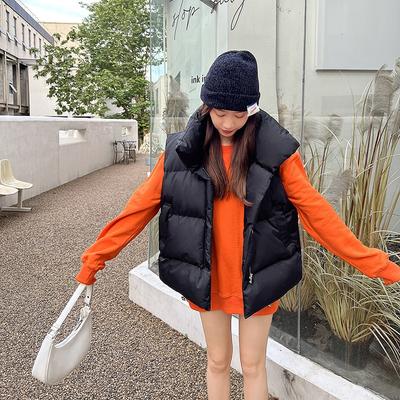 Autumn and Winter New Down Cotton Vest Female Students Loose Vest Wear Versatile Vest Vest Jacket