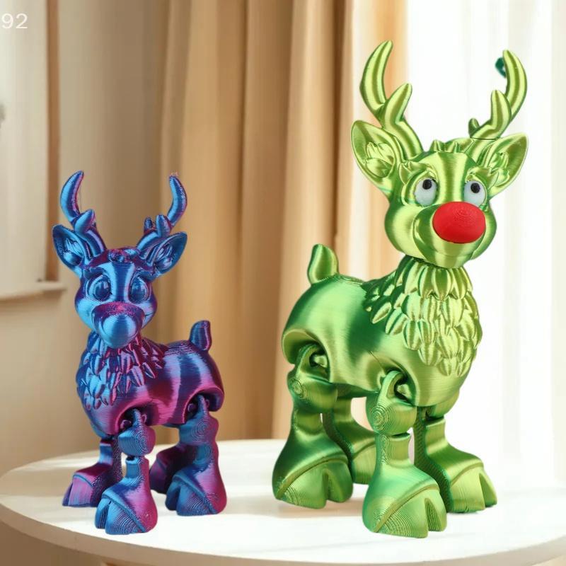 Niedlicher Weihnachtselch Gelenkig Bewegliche Figur Bürodekoration Kindergeschenk 3D Gedrucktes Spielzeug Simulierte Statue Ornamente