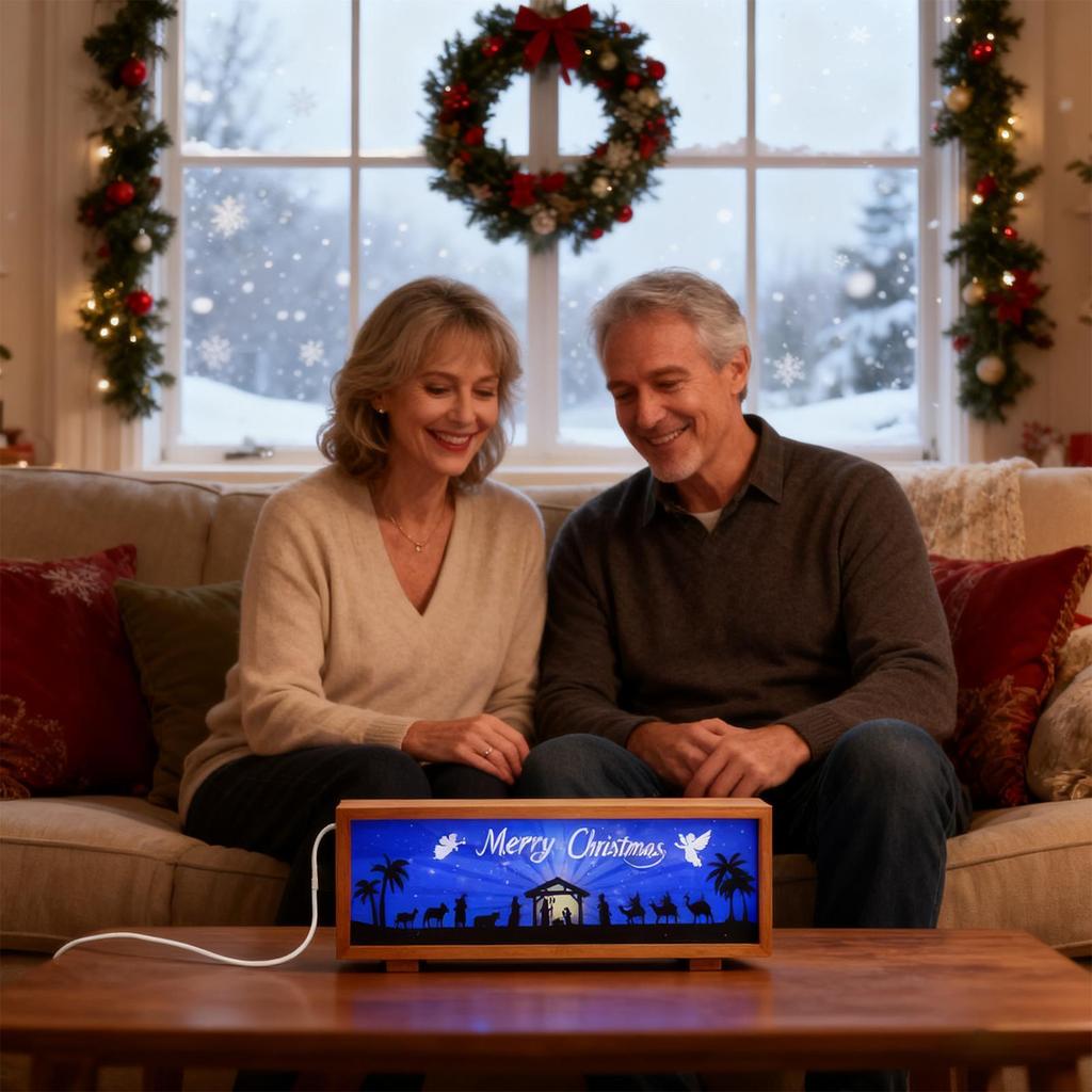 Nativity Scene Lantern LED Decorative Lamp Wood Christmas Decorations Nativity Scene For Mantel Bedside Table Living Room