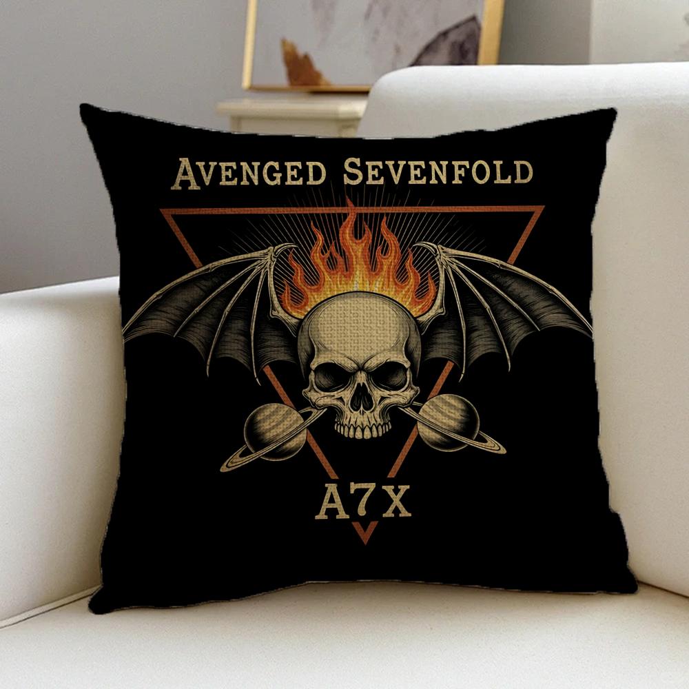 Cushion Cover Cushion Cover Pillowcase, Anti-Mite Invisible Zipper, Linen Sofa Cushion A-Avenged S-Sevenfold
