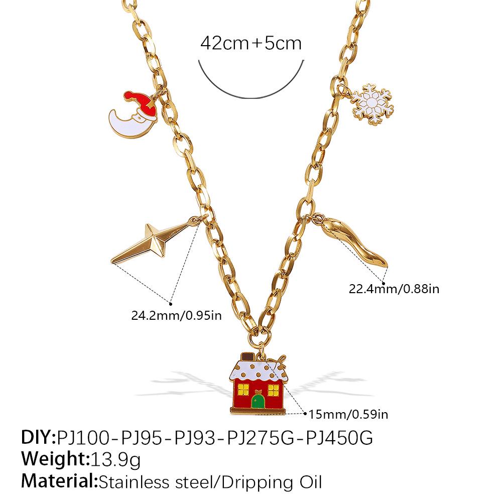 European & American Christmas DIY 18K Gold-Plated Stainless Steel Pendant Necklace for Women