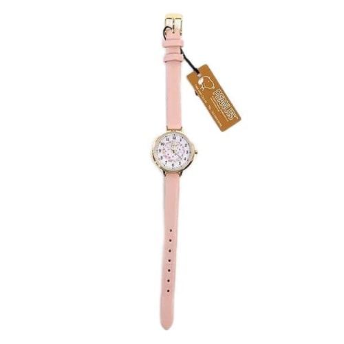 Fieldwork Women's Snoopy Analog Watch with Leather Strap, Watercolor Illustration, Pink (PNT033-2)
