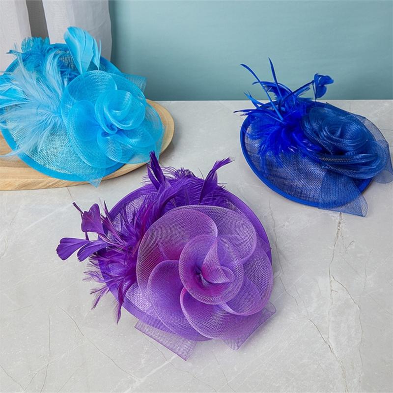 British Styles Women's Fascinator Beautiful Linen Brida Headwears Delicate Hat Adornment For Stylish Appearance