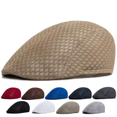 Casquette respirante à visière style bec de canard en résille de dentelle: Béret d'été unisexe protection solaire