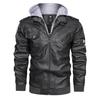 New Leather Jacket Men's Spring Autumn Winter Loose Casual Motorcycle Hooded Short Windproof Jacket