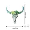 Retro Flower Cow Skull Ornaments Resin Bull Head Figurines Art Craft White Ox Head Miniature Ornament for Bar Hotel Living Room