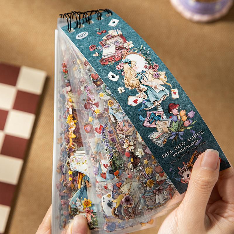 50Sheets/Book Fairy Tale Theme Die-cut PET Sticker Book DIY Journal Supplies for Phone Case Envelope Calendar Cup Decor