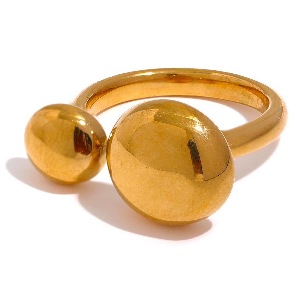 

Yhpup Stainless Steel Minimalism Fashion Chic Ring for Women Real Gold Pvd Plated Waterproof Trendy Metal Smooth Simple Jewelry 7