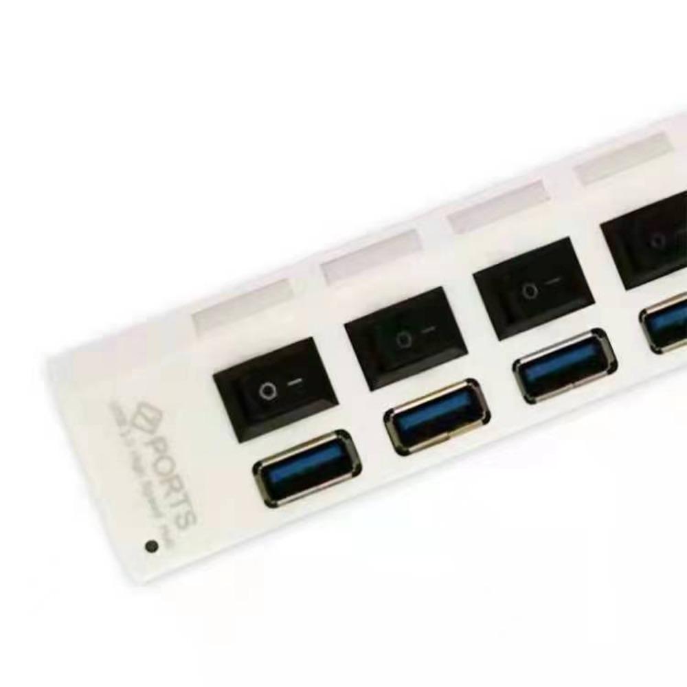 

Концентратор USB 3.0 на 7 портов с индивидуальными переключателями и светодиодными индикаторами, многофункциональный разветвитель-расширитель 7 ports white