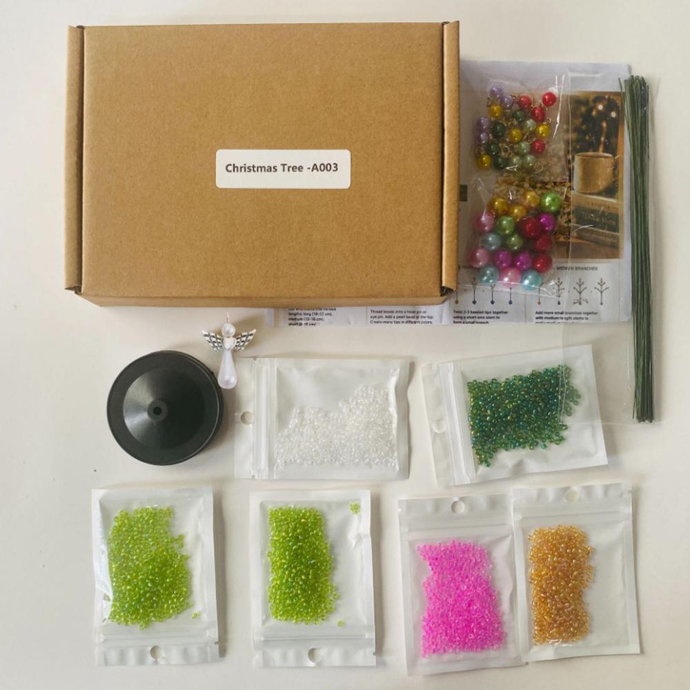 Mini Desktop Christmas Tree DIY Beaded Christmas Tree Kit Bead Holiday Craft DIY Set Christmas Halloween Ornaments Xmas Decor